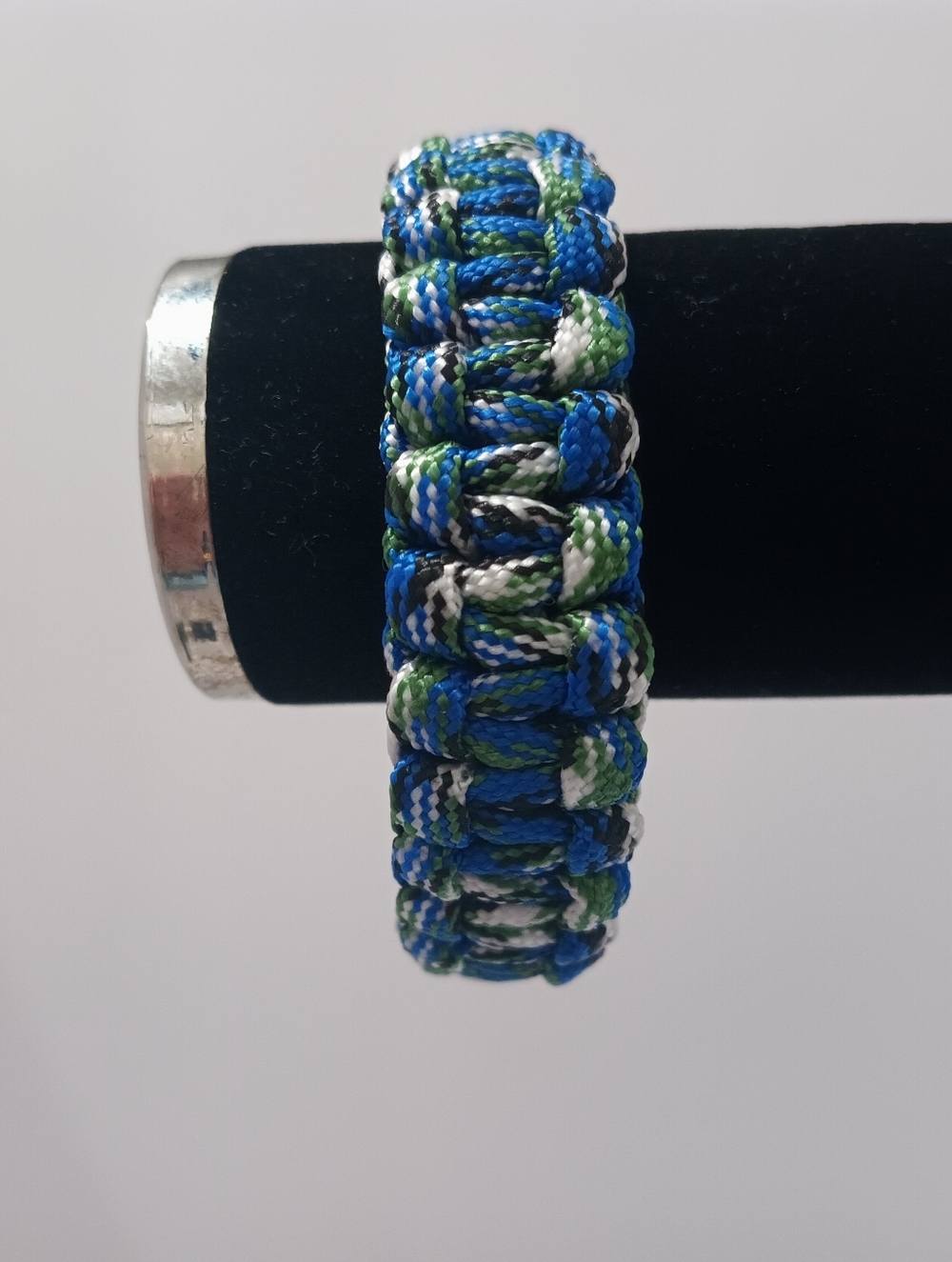 Blue, White & Green Woven Paracord Bracelet - Unbranded